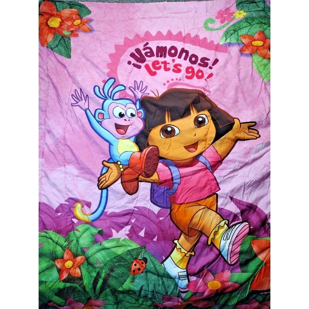 Dora The Explorer Reversible Twin/Full Comforter Bedspread 72x86 VIVID COLORS